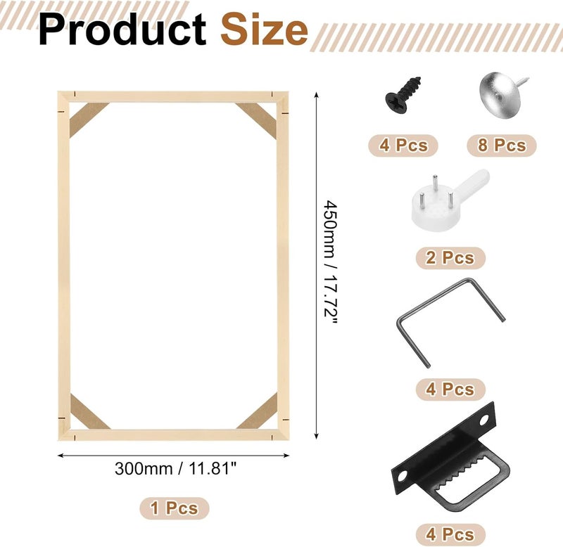 uxcell 12 x 18 Inches Canvas Stretcher Bars, Wood Canvas Frame Kit Canvas Stretcher Frames DIY Stretcher Bars for Oil Paintings Prints Posters Home Decor - Image 2